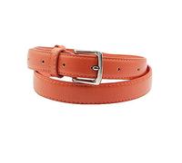 EFLAL 100-120cm Ceinture en cuir motif litchi coloré pour femmes, ceinture argentée décontractée à boucle ardillon, Orange