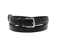 EFLAL 100-120cm Ceinture en cuir motif litchi coloré pour femmes, ceinture argentée décontractée à boucle ardillon, Noir