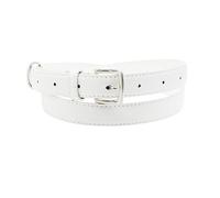 EFLAL 100-120cm Ceinture en cuir motif litchi coloré pour femmes, ceinture argentée décontractée à boucle ardillon, Blanc