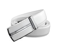 EFLAL Ceinture en cuir véritable blanc pour hommes et femmes, 105/110/115/120/125cm, boucle automatique en métal