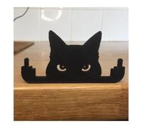 EFLAL Ornement Drôle de Chat Noir Avec Doigt d'Honneur - Figurine Décorative pour Étagère de Bureau