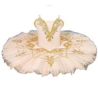 EFLALYHG Costume de Ballerine du Lac des cygnes Danse Plateau de crêpes Tutu Justaucorps de Gymnastique Tutu de Ballet,Champagne,170