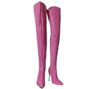 EFLALYHG Cuissardes à Talons Hauts pour Femmes, Bottes Sexy à Talons Aiguilles Fins au-Dessus du Genou, Chaussures de Pole Dance excitantes pour Club de Strip-teaseuse,Dark Pink,43 EU