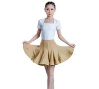 EFLALYHG Robe de Danse Latine à Manches Courtes pour Filles, vêtements de Danse pour Enfants, Salsa, Rumba, Samba, Jazz, vêtements de Danse Moderne, Tenue de fête,Champagne,150