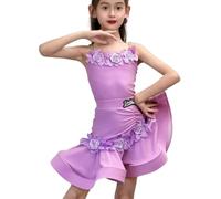 EFLALYHG Robe de Danse Latine pour Filles, Tenue de compétition Salsa Rumba pour Spectacles et soirées dansantes