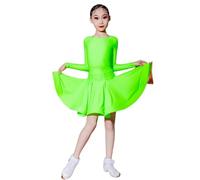 EFLALYHG Robe de Danse Latine Professionnelle pour Filles, idéale pour Les Danses de Salon, la Rumba, Le cha-cha, la Samba, Le Carnaval, Les entraînements et Les compétitions,Light Green,170
