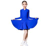 EFLALYHG Robe de Danse Latine Professionnelle pour Filles, idéale pour Les Danses de Salon, la Rumba, Le cha-cha, la Samba, Le Carnaval, Les entraînements et Les compétitions,Royal Blue,160