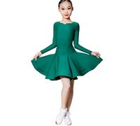 EFLALYHG Robe de Danse Latine Professionnelle pour Filles, idéale pour Les Danses de Salon, la Rumba, Le cha-cha, la Samba, Le Carnaval, Les entraînements et Les compétitions,Dark Green,160