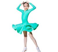 EFLALYHG Robe de Danse Latine Professionnelle pour Filles, idéale pour Les Danses de Salon, la Rumba, Le cha-cha, la Samba, Le Carnaval, Les entraînements et Les compétitions,Green 1,120