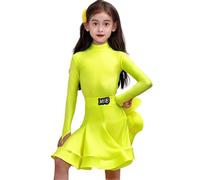 EFLALYHG Robe de Danse Latine Professionnelle pour Filles, Tenue de Danse de Samba, Tango et Salsa pour Enfants, idéale pour Les compétitions de Danse de Salon,Light Green,180
