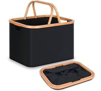 efluky Panier à Linge, Panier à Vêtements Sales avec Poignées pour Buanderie et Chambre à Coucher, Panier de Rangement Polyvalent et Petit Panier à Linge pour Petit Espace, 43L (Noir)