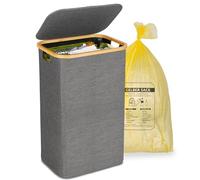efluky Support pour sac poubelle jaune 100 l, avec couvercle, support de sac poubelle pour sacs jaunes, retrait facile grâce à la porte à l'arrière, récipient pour cuisine et maison [sans poche