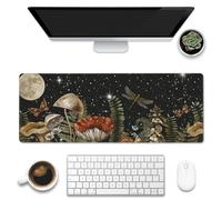 Eflxamz Grand tapis de souris de jeu pour bureau, joli tapis de bureau en forme de champignon de la forêt, tapis de souris pour clavier d'ordinateur étendu avec base antidérapante et bords cousus, 80