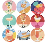 EFNHJF5 Lot de 8 dessous de verre de peinture diamant avec support, pour cocktail, peinture diamant pour bricolage, débutants, adultes et enfants, cadeau d'anniversaire pour adultes et enfants
