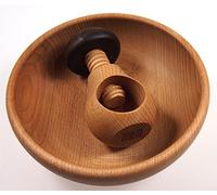 EFO Ensemble bol en bois et casse-noisette - Outil de casse-noix avec mécanisme de vis facile. - Excellent cadeau pour Noël et décoration de la maison.