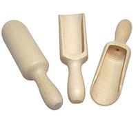 efo Ensemble de 3 Grandes Cuillères en Bois - Cuillère à Sel de Bain Rustique - Cuillère en Bois multi-usages - Pelles à Sel et Épices en Bois - Cuillères pour la Lessive en Poudre - Taille 17cm