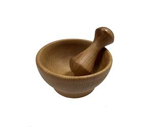 efo Ensemble de Mortier et Pilon en Bois - Petit Pilon et Mortier Idéal pour Broyer les Épices, les Herbes et l'Ail - Pilon et Mortier Durable au Design Ergonomique- Taille 10,5 x 5,5 cm