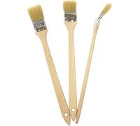 EFO Lot de 3 pinceaux coudés de 36 mm, pinceau à long manche avec mélange de poils naturels et synthétiques, pinceau radiateur pour zones difficiles d'accès, manche en bois