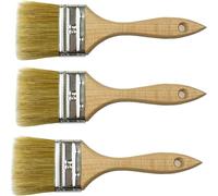 efo Lot de 3 pinceaux plats multi-usages - Mélange de poils naturels - Pour murs, terrasses, clôtures, abris de jardin - Convient pour teinture, vernis et huile - Taille 63 mm