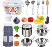 EFO SHM Accessoire Cuisine Enfant, Chef Jeu de rôle avec, Cuisson pour Enfants Accessoires de Cuisine et Costume Habiller, Enfants Jouer Jeu 23 Pcs, Cadeau Parfait pour Noël et fête d'anniversaire.