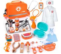 EFO SHM Malette Docteur Enfant, 33 Pièces de Kit Dentiste, avec Véritable Stethoscope, Cadeau et Jouet Enfant 3 4 5 6 Ans (2)