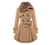 EFOFEI Femme Manteaux avec Ceinture Blouson Chaud Casual Blousons Automne Hiver Fausse Fourrure De Mode Marron XL