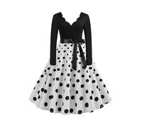 EFOFEI Femme Robe de Soirée Robe de Cocktail Rétro Manches Longues Robe Vintage Manches Longues Blanc XL