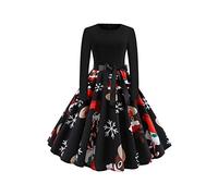 EFOFEI Femme Robe Vintage 1950's Robe avec Ceinture à Nœud Vintage Robes Polka Dot Imprimé Noir XL