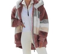 EFOFEI Femmes Casual Confortable Zipp Veste D hiver Capuche Double C t En Peluche Chaud Parti Manteau Rouge S
