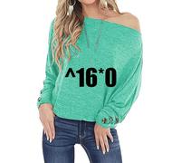 EFOFEI Haut à Manches Longues avec épaules Dénudées Détails Boutonnés Et Style à La Mode pour Femme Vert Bleu XXS