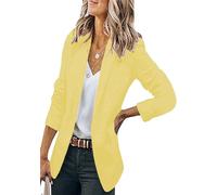 EFOFEI Lady's Slim Fit Blazer à Manches Longues Veste De Bureau Légère Veste De Costume à Une Seule Rangée Tailo Cardigan Blazer Jaune M