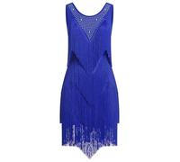 EFOGEP Robe de danse latine à franges pour femmes - Vintage 1920s - Sans manches - Sexy - Cocktail - Cocktail - Franges - Style Flapper - Déguisement fantaisiste - Mini - Tango - Samba - Cha Cha