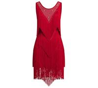 EFOGEP Robe de danse latine à franges pour femmes - Vintage 1920s - Sans manches - Sexy - Cocktail - Cocktail de fête - Mini - Tango - Samba - Cha cha - Vêtement de club - Robes de bal - Costumes