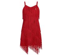 EFOGEP - Robe pour filles avec franges latines brillantes, sans manches, vintage, à couches multiples, avec franges, pour bal, fête, cha cha, jazz, tangos, ballet, danse, performance des années 1920