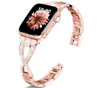 Efolen Bracelets Diamant Femme Compatible iWatch Apple Watch 38 40 41 42 44 45 46 49mm Series10 9 8 7 6 5 4 SE Band Bling Metal Bracelet Accessoires Bracelet Cadeau Bracelet RG-L