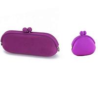 Efreecity Porte-monnaie en silicone, Porte-monnaie violet + étui à lunettes, 18*10*2.5cm, Porte-monnaie