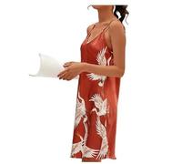 EFRJUWI Chemise de Nuit en Soie à Manches Courtes, décontractée, vêtements for Femmes, Chemises Amples(Red,XXXL)