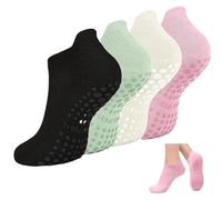 EFRJUWI Lot de 4 paires chaussettes Pilates antidérapantes for femmes, idéales for le yoga, ballet, la barre et l'entraînement pieds nus(Color-02)