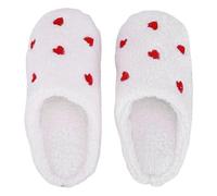 EFRJUWI Pantoufles en forme de cœur en peluche, chaussures de maison confortables à enfiler, respirantes, plates, thermiques, moelleuses, for chambre à coucher intérieure(White,36-37)