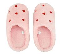 EFRJUWI Pantoufles en forme de cœur en peluche, chaussures de maison confortables à enfiler, respirantes, plates, thermiques, moelleuses, for chambre à coucher intérieure(Pink,36-37)