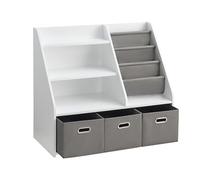 EFURDEN Bibliothèque Enfant 4 Étagères avec Tiroirs - Rangement Montessori pour Chambre et Salle de Jeux - Étagère à Livres et Organisateur de Jouets en Bois pour Enfants dès 3 Ans