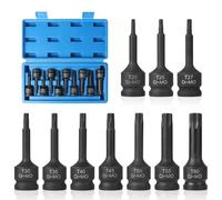 EFUTURETIME 10 Pièces Douille Torx Mâle 1/2", T20, T25, T27, T30, T35, T40, T45, T50, T55, T60, Jeu de Douille Allen avec Boîte, Torx Étoile en CR-MO