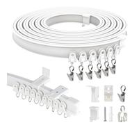 EFUTURETIME 10M Rail de Rideau Flexible pour Plafond et Mur, Rail Rideaux Plafond en ABS avec Poulies Silencieuses pour Separation de Piece, Rideaux, Fenêtre, Camping Car, Hôtel, Blanc