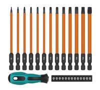 EFUTURETIME 13pcs Tournevis Torx Magnetique 150mm avec Tournevis à Cliquet, T5 T6 T7 T8 T9 T10 T15 T20 T25 T27 T30 T35 T40, Jeu d'Embout Torx, Embouts de Vissage Long, Tige Hexagonale de 1/4"