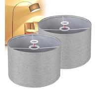EFUTURETIME 2 × Abat-Jour en Tissu H20 X Ø 30 cm, Rond Cylindrique Lin Naturel Adapté Aux Douilles E14/E27, pour Lampadaire Plafonnier Suspension Applique Murale Lampe de Chevet Lampe de Table, Gris
