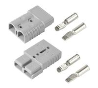 efuturetime 2 pcs. Connecteur Anderson 175A 600V, Connecteur de Batterie à Déconnexion Rapide, Connecteur de Courant Fort pour Voitures, Caravanes, Bateaux, Systèmes Solaires, Gris