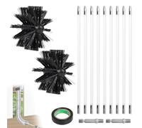 EFUTURETIME 3.6m Kit de Ramonage Poêle a Pellets, Hérisson Ramonage Diamètre 100mm, 9 Tiges de Ramonage Flexible de 410 mm, Utilisable avec Perceuse Visseuse pour Cheminée, Tuyaux, Sèche-Linge