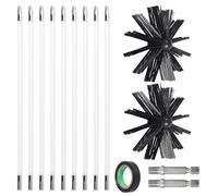 EFUTURETIME 3.6m Kit de Ramonage Poêle a Pellets, Hérisson Ramonage Diamètre 150mm, 9 Tiges de Ramonage Flexible de 410 mm, Utilisable avec Perceuse Visseuse pour Cheminée, Tuyaux, Sèche-Linge