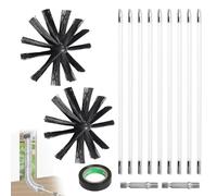 EFUTURETIME 3.6m Kit de Ramonage pour Poêle à Granulés, Hérisson Ramonage 200mm en Nylon, 9 Tiges de Ramonage Flexible de 410 mm, Utilisable avec Perceuse Visseuse pour Cheminée, Tuyaux, Sèche-Linge
