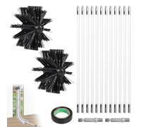 EFUTURETIME 4.8m Kit de Ramonage Poêle a Pellets, Hérisson Ramonage Diamètre 100mm, 9 Tiges de Ramonage Flexible de 410 mm, Utilisable avec Perceuse Visseuse pour Cheminée, Tuyaux, Sèche-Linge